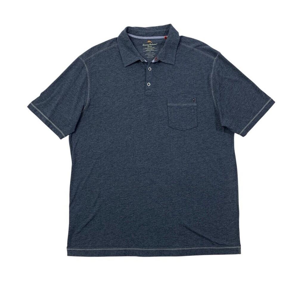 Tommy Bahama Jeans Polo Shirt Mens L Chalkboard Island Crafted Chest Pocket